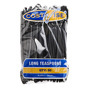Plastic 50 Teaspoons Long Black