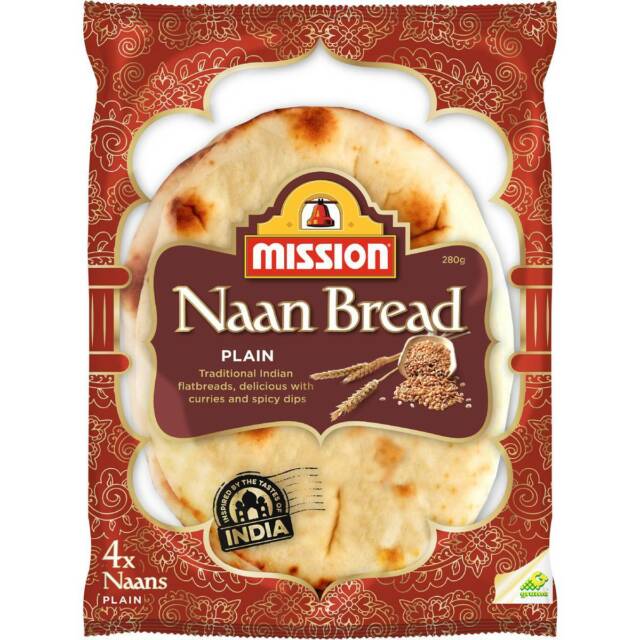 Bread Naan Plain 8 X 4 Pack